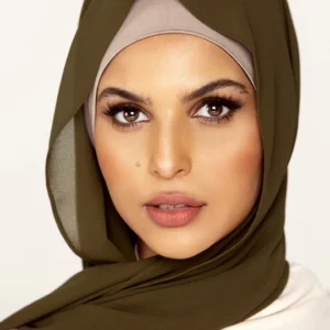 Plain Georgette Hijab in Olive Green