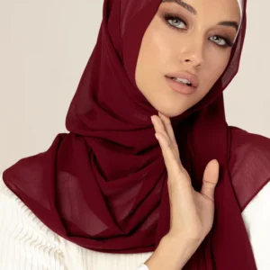 Plain Georgette Hijab in Maroon