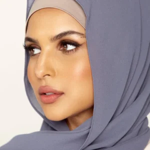 Plain Georgette Hijab in Denim Grey