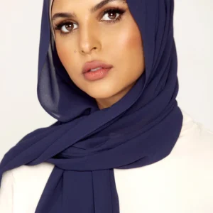 Plain Georgette Hijab in Navy Blue